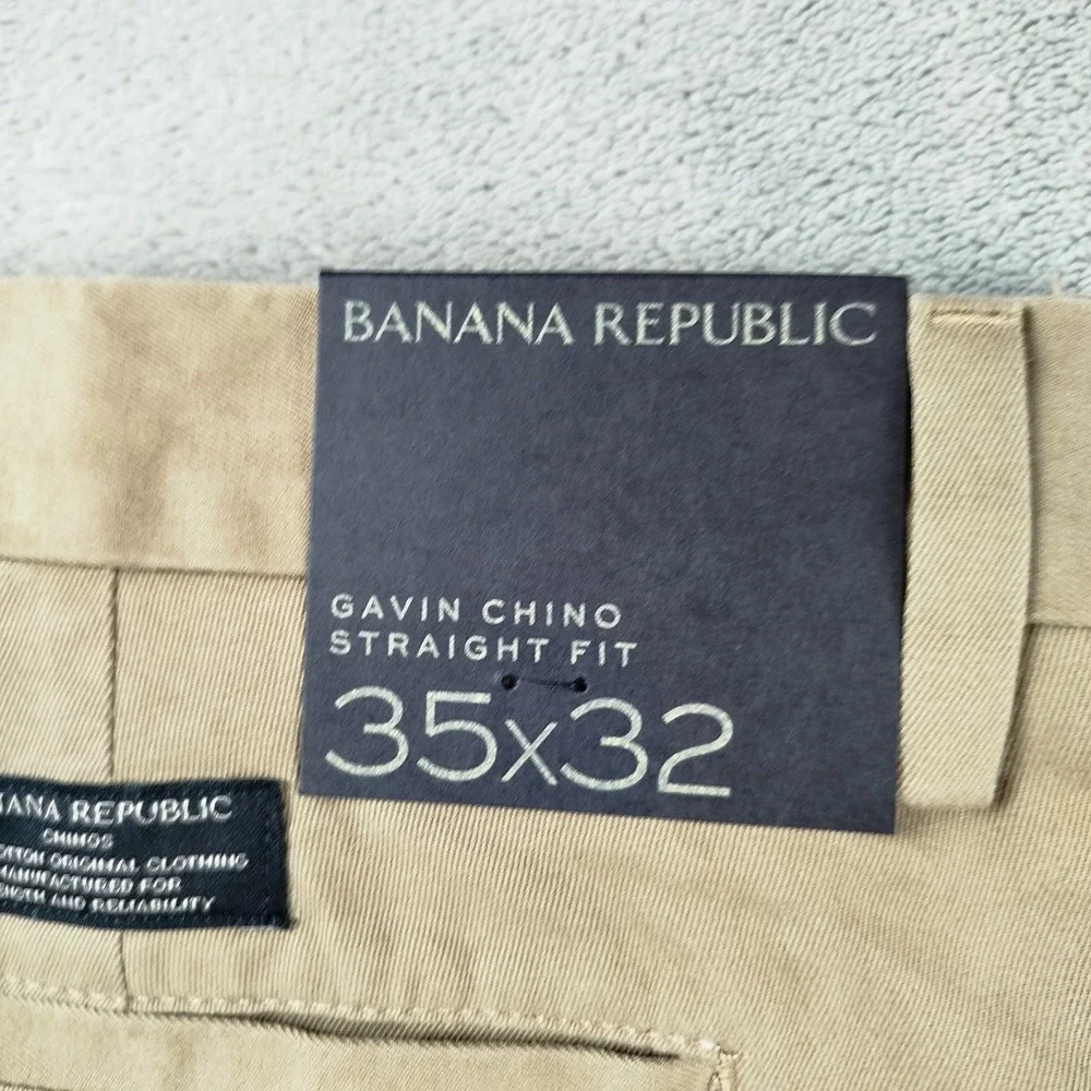 NWT Banana Republic Gavin Chino Pants Mens‎ 35x32 Olive Green Straight Fit